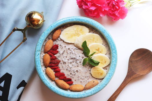 delicious chia seed pudding topped with fruit
